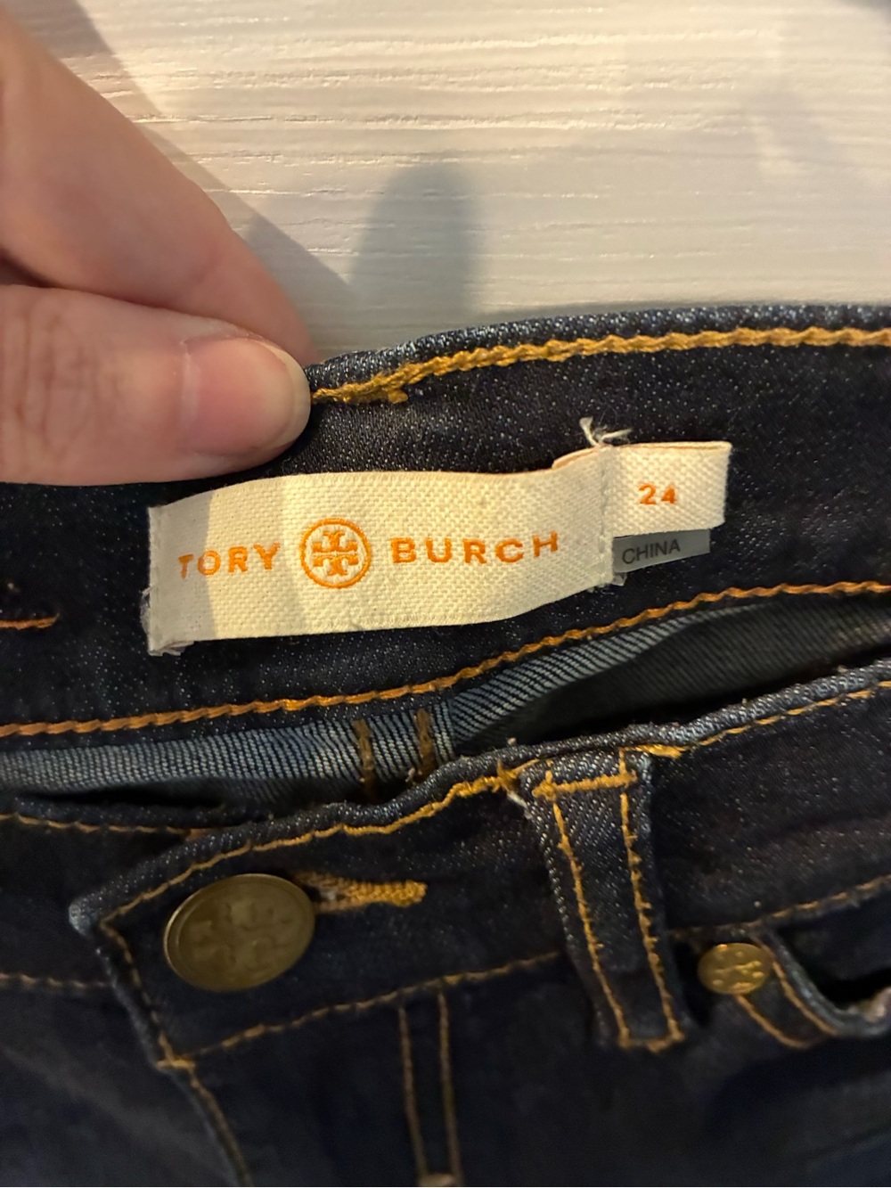 Tory Burch Dark Blue Straight Leg Cropped Denim - Picture 4 of 5
